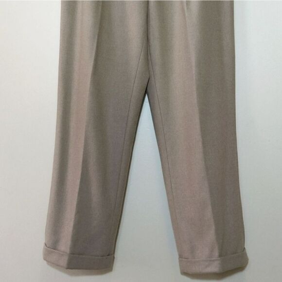 Vintage Lands End Tan Cashmere Wool  Trouser Pants Pleated High Waist Size 10 - Picture 8 of 16
